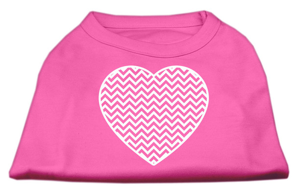 Image of Chevron Heart Screen Print Dog Shirt - Bright Pink
