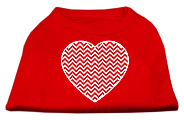Image of Chevron Heart Screen Print Dog Shirt - Red