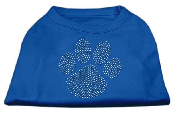 Clear Rhinestone Paw Dog Shirts - Blue