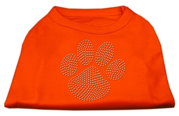 Clear Rhinestone Paw Dog Shirts - Orange