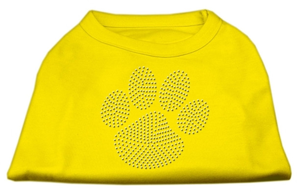 Clear Rhinestone Paw Dog Shirts - Yellow