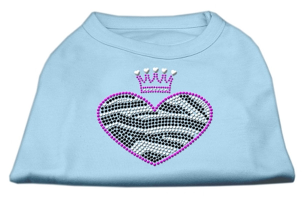 Zebra Heart Rhinestone Dog Shirt - Baby Blue