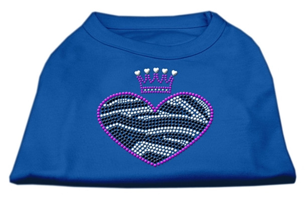 Zebra Heart Rhinestone Dog Shirt - Blue