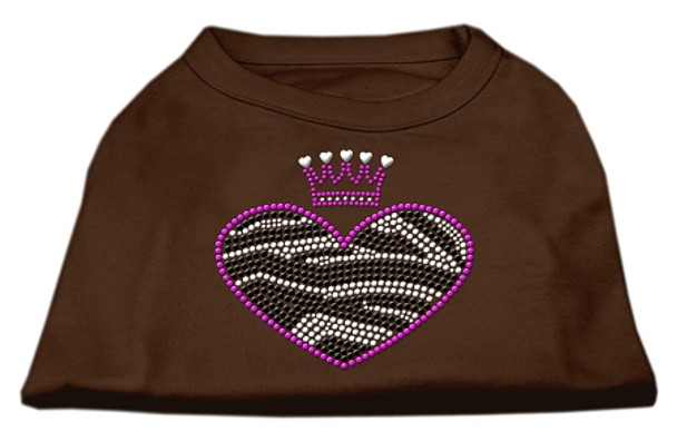 Zebra Heart Rhinestone Dog Shirt - Brown