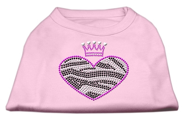 Zebra Heart Rhinestone Dog Shirt - Light Pink