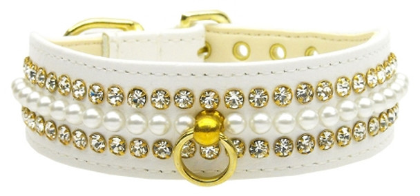 Mini Pearl & Crystal Dog Collar - White