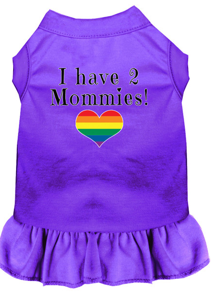 I Have 2 Mommies Screen Print Dog Dress - Purple