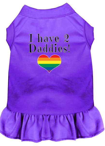 I Have 2 Daddies Screen Print Dog Dress - Purple