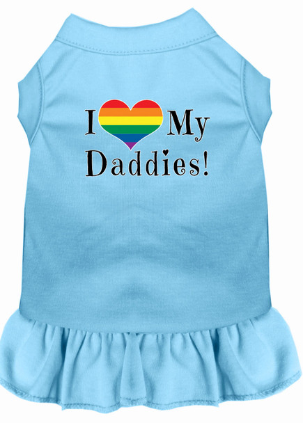 I Heart My Daddies Screen Print Dog Dress - Baby Blue