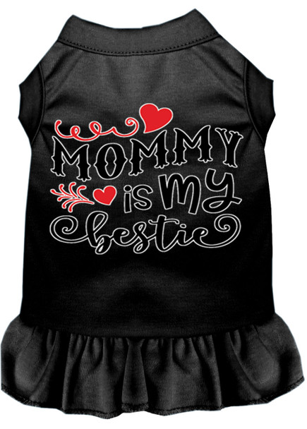 Mommy Is My Bestie Screen Print Dog Dress - Black