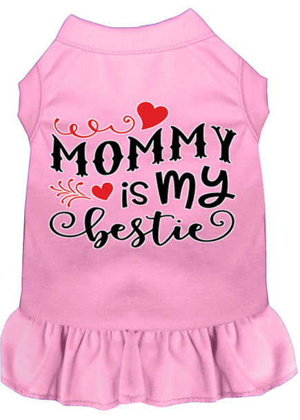 Mommy Is My Bestie Screen Print Dog Dress - Light Pink
