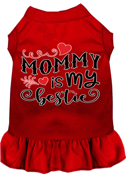 Mommy Is My Bestie Screen Print Dog Dress - Red