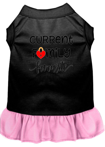 Family Favorite Screen Print Dog Dress  - Black With Light Pink