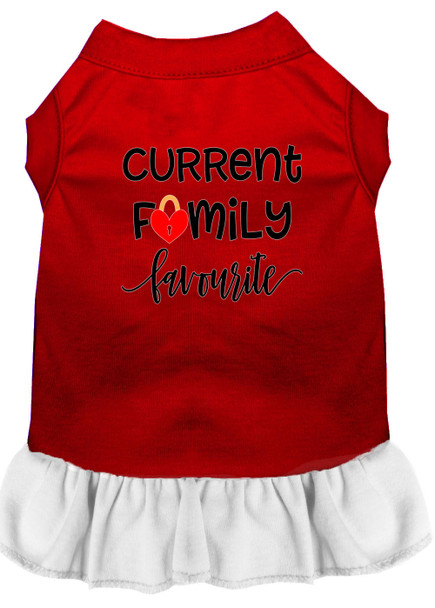 Family Favorite Screen Print Dog Dress - Red With White