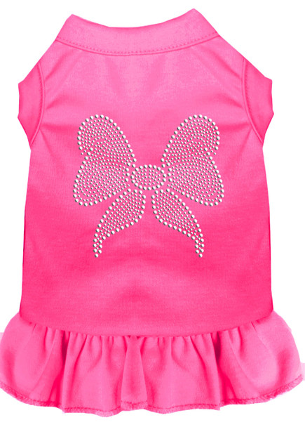 Rhinestone Bow Dress - Bright Pink