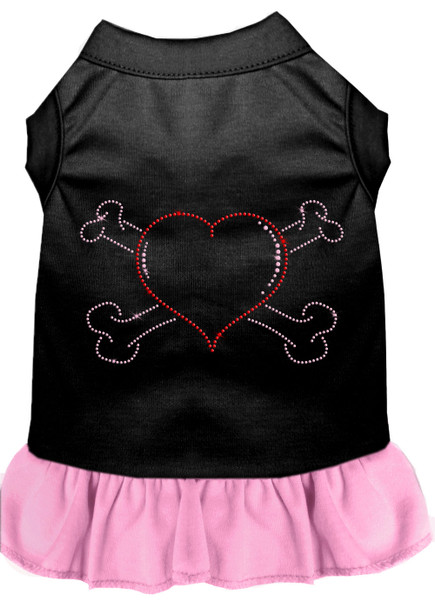 Rhinestone Heart And Crossbones Dress - Black With Light Pink