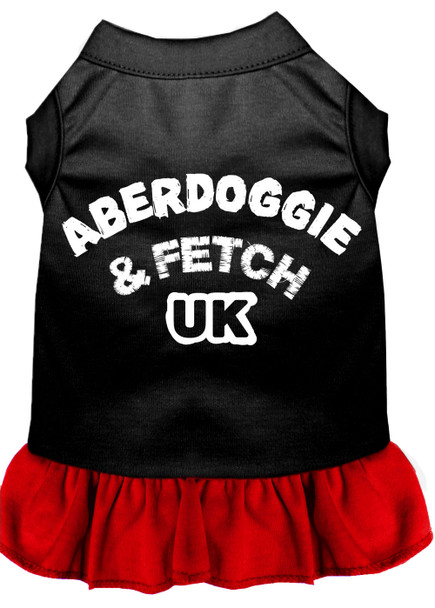 Aberdoggie Uk Screen Print Dog Dress - Black With Red