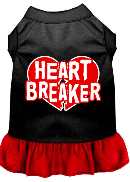 Heart Breaker Screen Print Dog Dress - Black With Red
