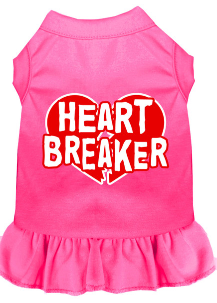 Heart Breaker Screen Print Dress - Bright Pink