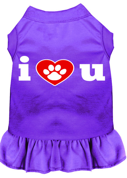 I Heart You Screen Print Dress - Purple