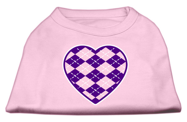 Argyle Heart Purple Screen Print  Dog Shirt - Light Pink