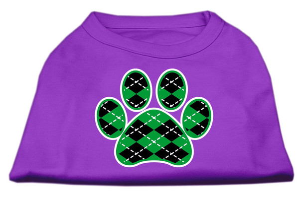 Argyle Paw Green Screen Print  Dog Shirt - Purple