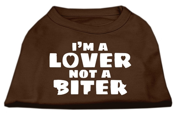 Image of I'm A Lover Not A Biter Screen Printed Dog Shirt - Brown
