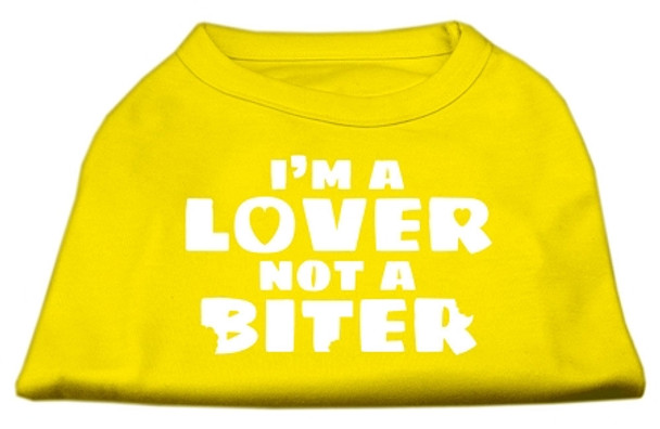 Image of I'm A Lover Not A Biter Screen Printed Dog Shirt - Yellow