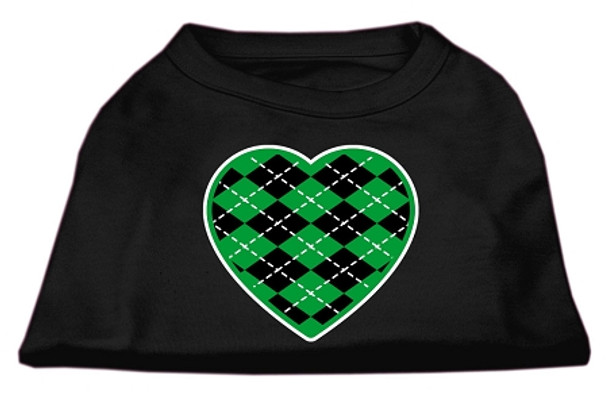 Argyle Heart Green Screen Print Shirt - - Black