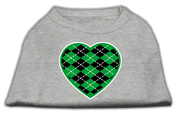 Argyle Heart Green Screen Print Shirt - Grey
