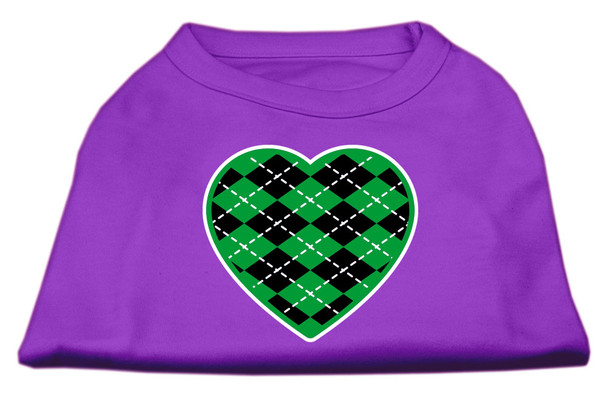 Argyle Heart Green Screen Print Shirt - Purple