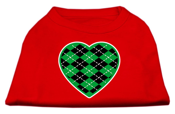 Argyle Heart Green Screen Print Shirt - Red