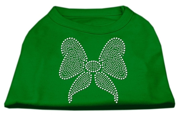 Rhinestone Bow Dog Shirt - Emerald Green