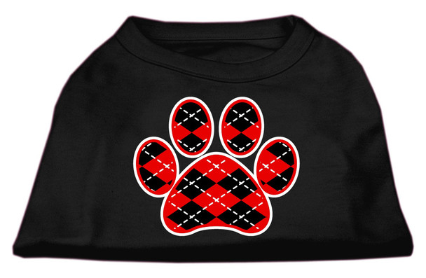 Argyle Paw Red Screen Print Shirt - - Black