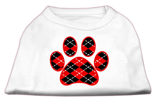 Argyle Paw Red Screen Print Shirt - - White