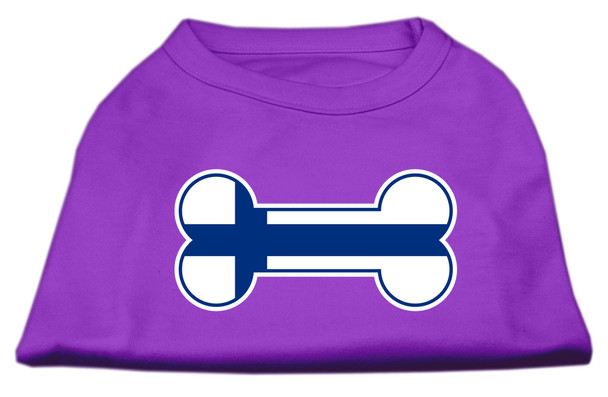 Bone Shaped Finland Flag Screen Print Dog Shirt - Purple