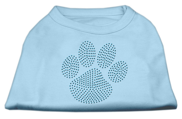 Blue Paw Rhinestud Shirt - Baby Blue