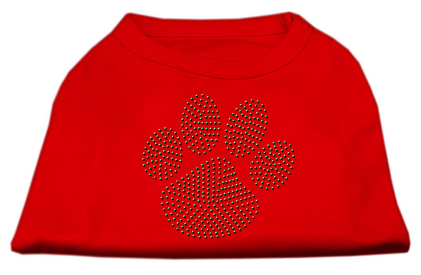 Green Paw Rhinestud Dog Shirt -  Red