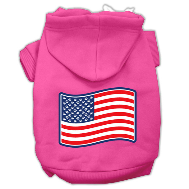 Paws And Stripes Screen Print Pet Hoodies - Bright Pink