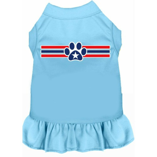 Patriotic Star Paw Screen Print Dog Dress - Baby Blue