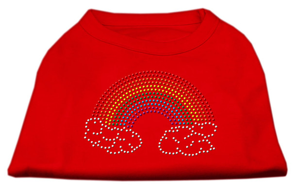 Rhinestone Rainbow Dog Shirts - Red