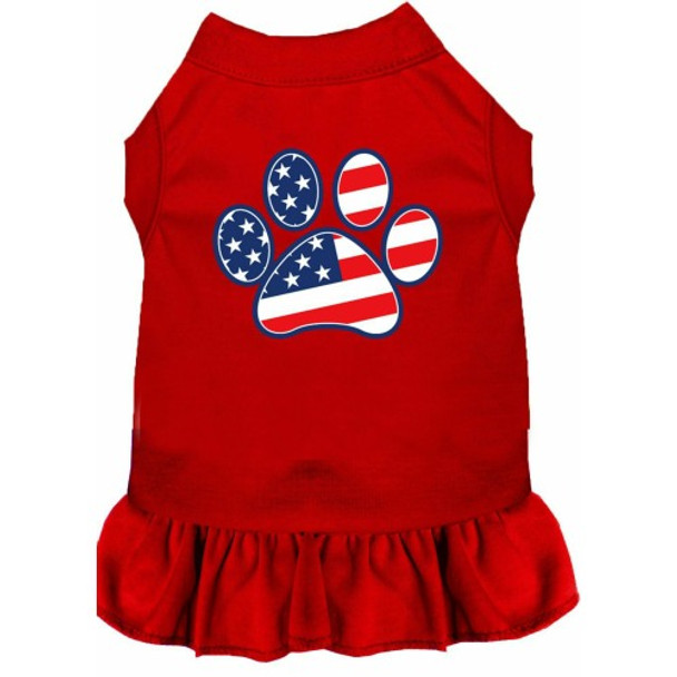 Patriotic Paw Screen Print Dog Dress - Red