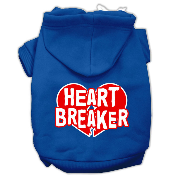 Heart Breaker Screen Print Pet Hoodies -  Blue