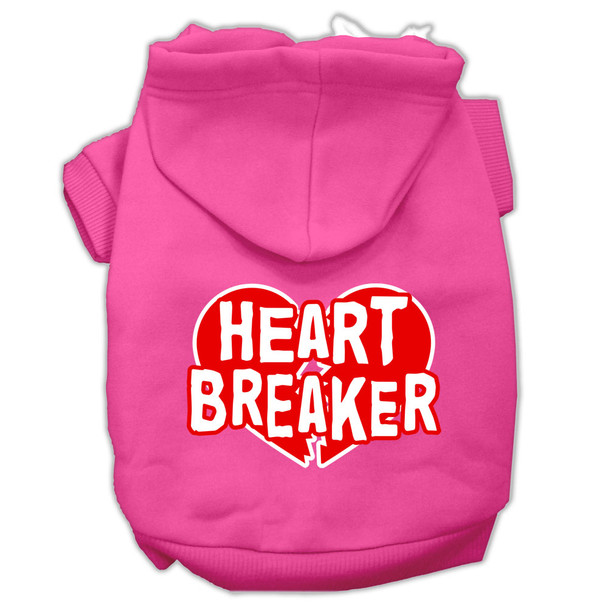 Heart Breaker Screen Print Pet Hoodies -  Bright Pink