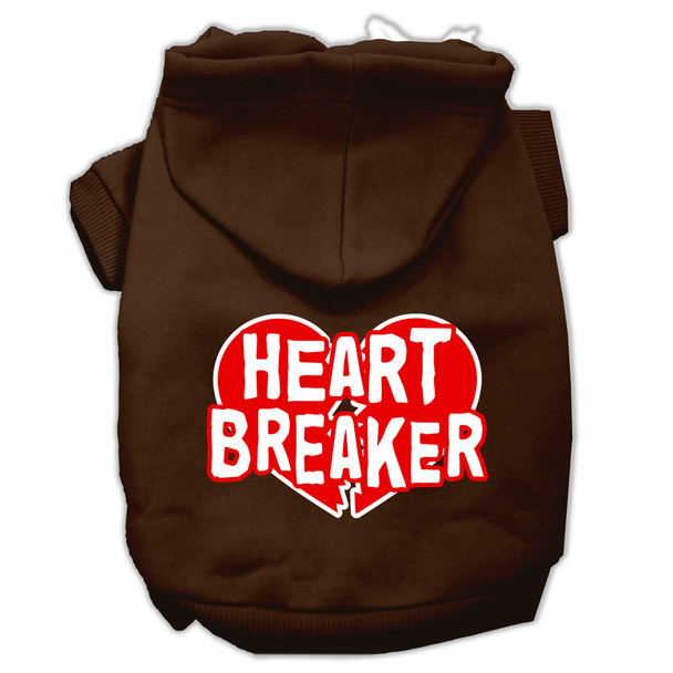 Heart Breaker Screen Print Pet Hoodies -  Brown