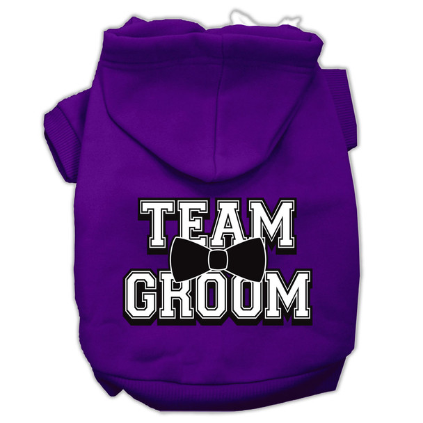 Team Groom Screen Print Pet Hoodies -  Purple