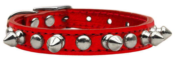 Metallic Chaser Leather Dog Collar -  Red Metallic