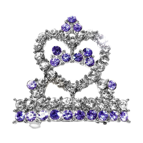 Rhinestone Tiara Dog Hair Barrettes - Purple