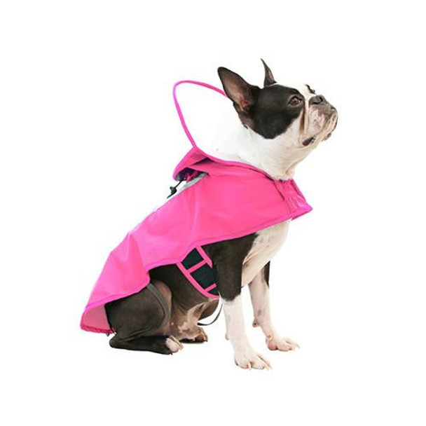 Clear Hooded Dog Rain Coat - Pink