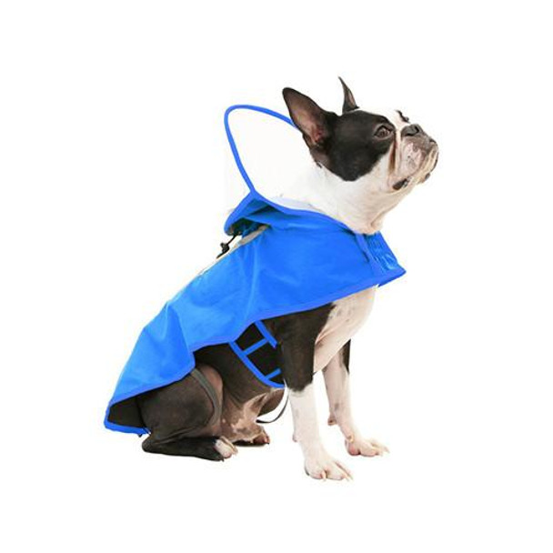 Clear Hooded Dog Rain Coat - Blue
